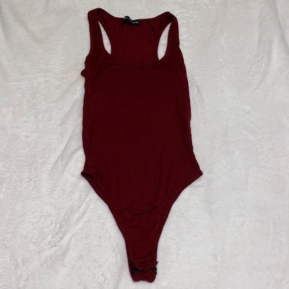Maroon Scoop Neck Racerback Bodysuit - Picture 4 of 6